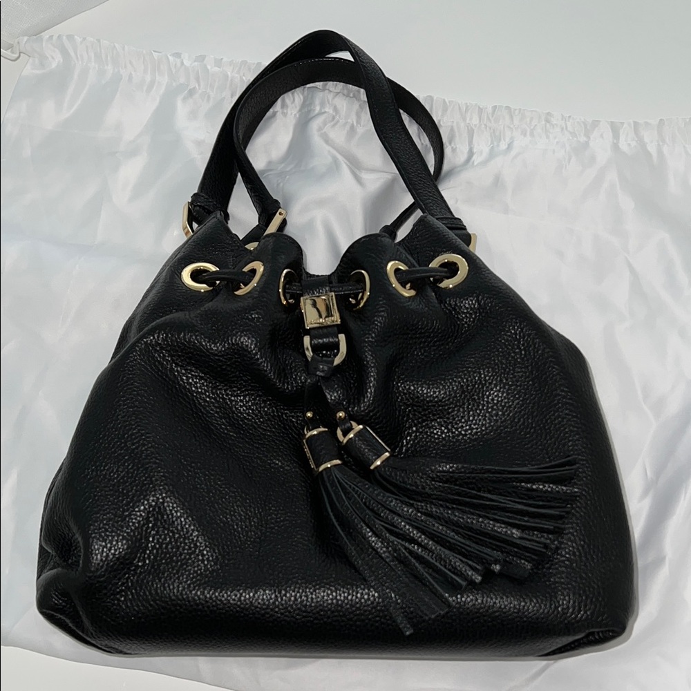 Michael Kors Black Shoulder Bag with Gold Details